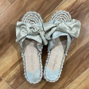 J/Slides NYC Ritzy Platform Espadrille Beige Sandal Women's Size 8